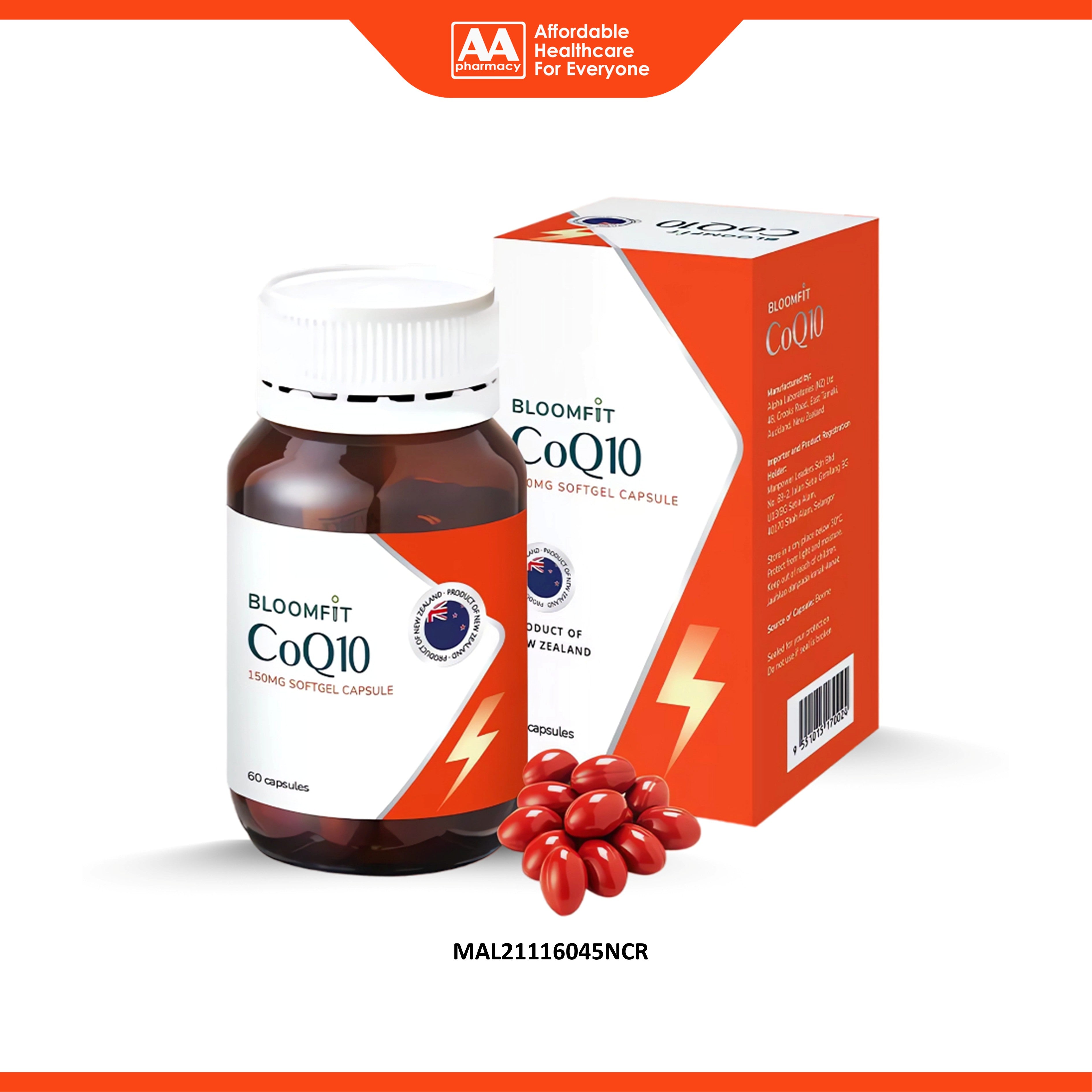 Bloomfit CoQ10 150mg Softgel Capsule 60's