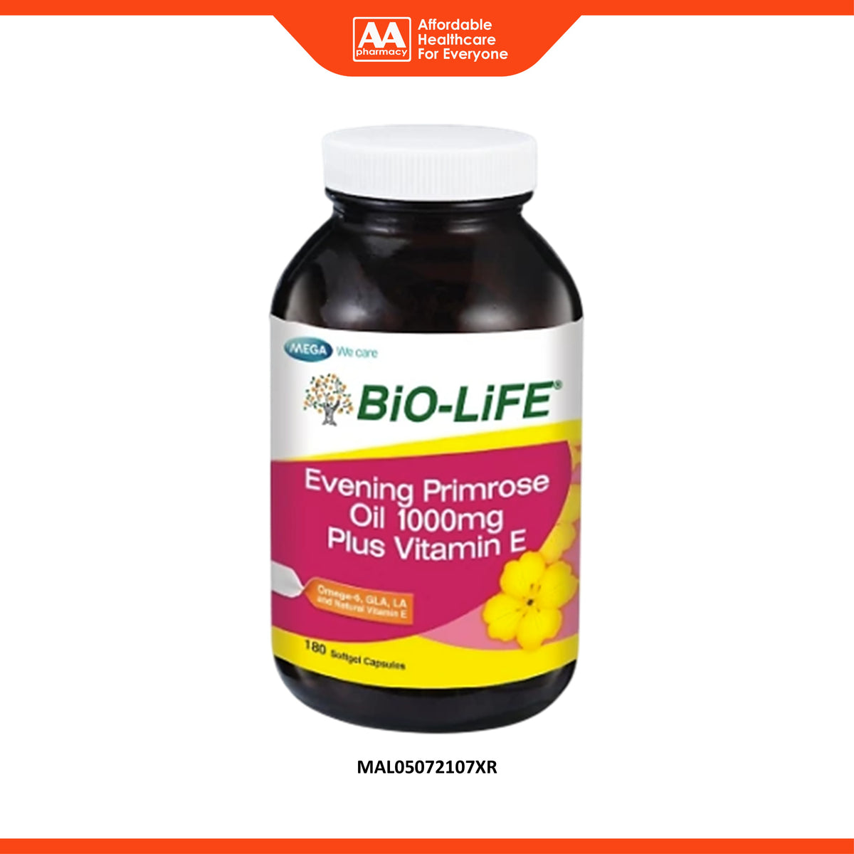 BiO-LiFE Evening Primrose Oil 1000mg Plus Vitamin E Softgel Capsule (180's)