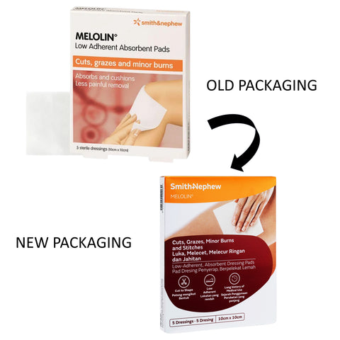 Smith and Nephew Melolin Low-Adherent, Absorbent Dressing Pad 10cmx10cm 5's