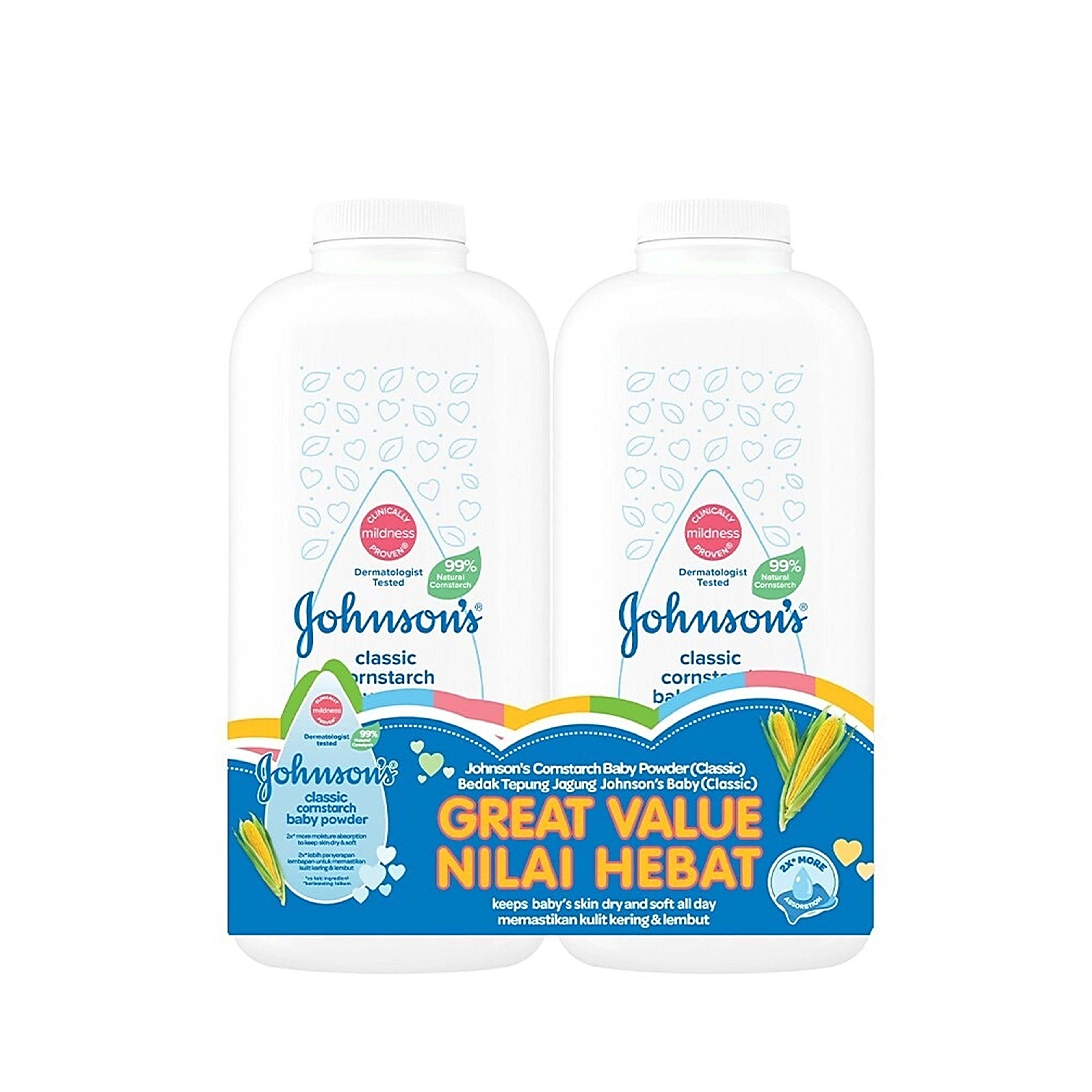 Johnson's Cornstarch Baby Powder Classic (500g x 2's)