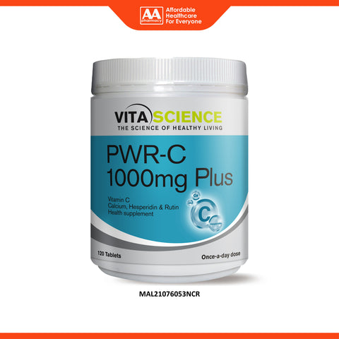 VitaScience PWR-C 1000mg Plus Tablet 120's (Acid-Free Vitamin C)