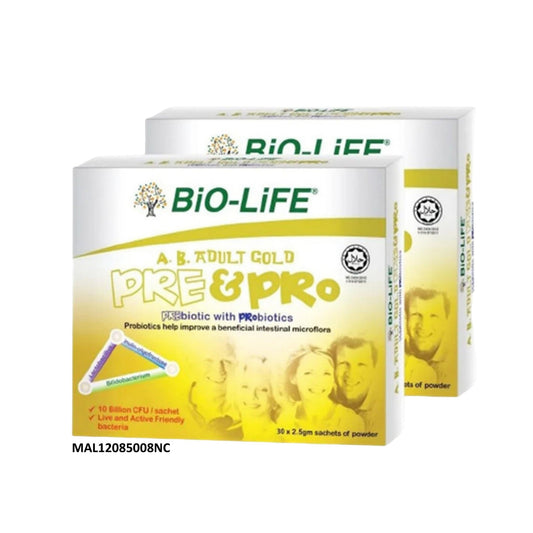 Bio-Life A.B. Adult Gold Pre and Probiotics Powder Sachet 2x2.5gx30's [Twinpack]