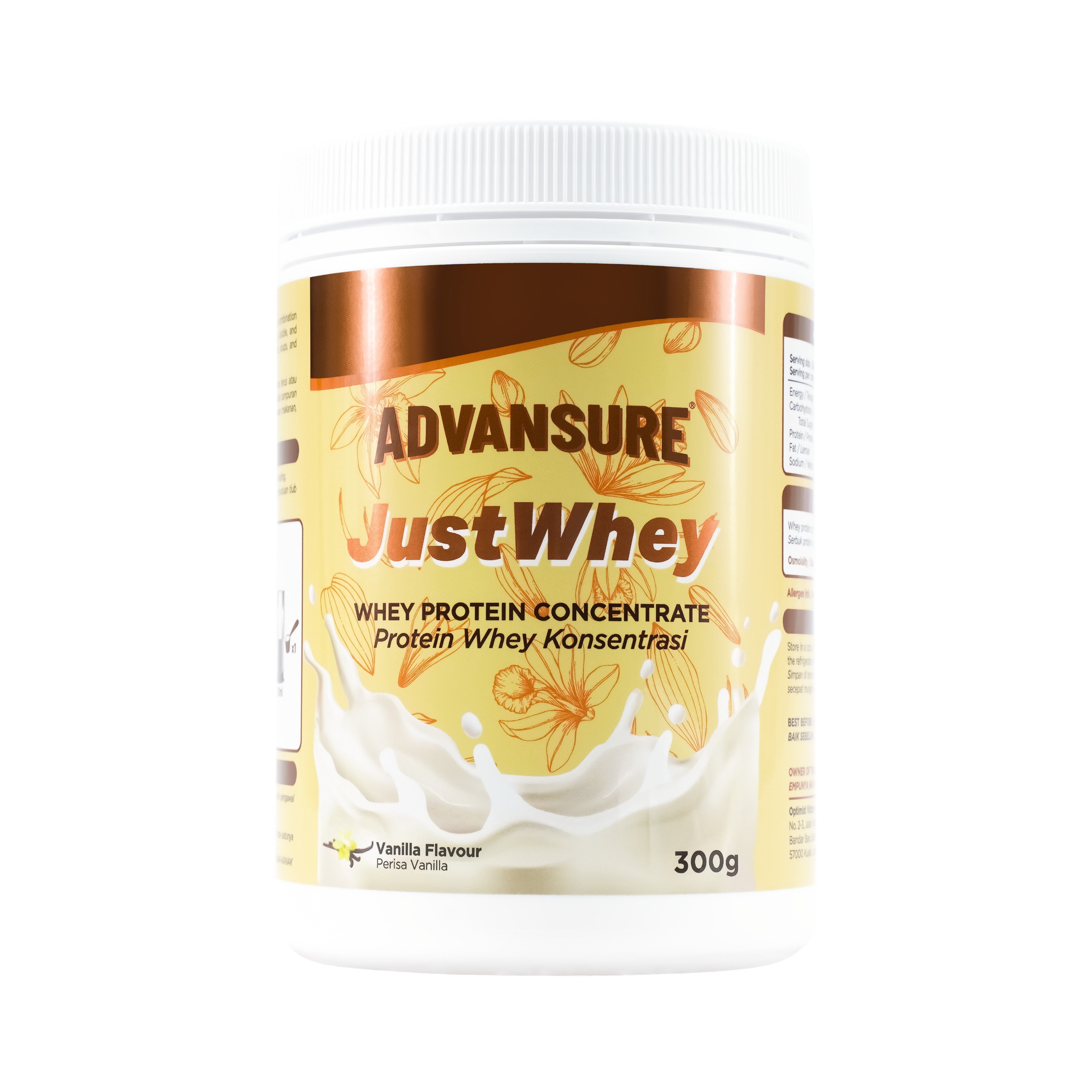 Advansure JustWhey Whey Protein Concentrate 300g (Vanilla Flavour)