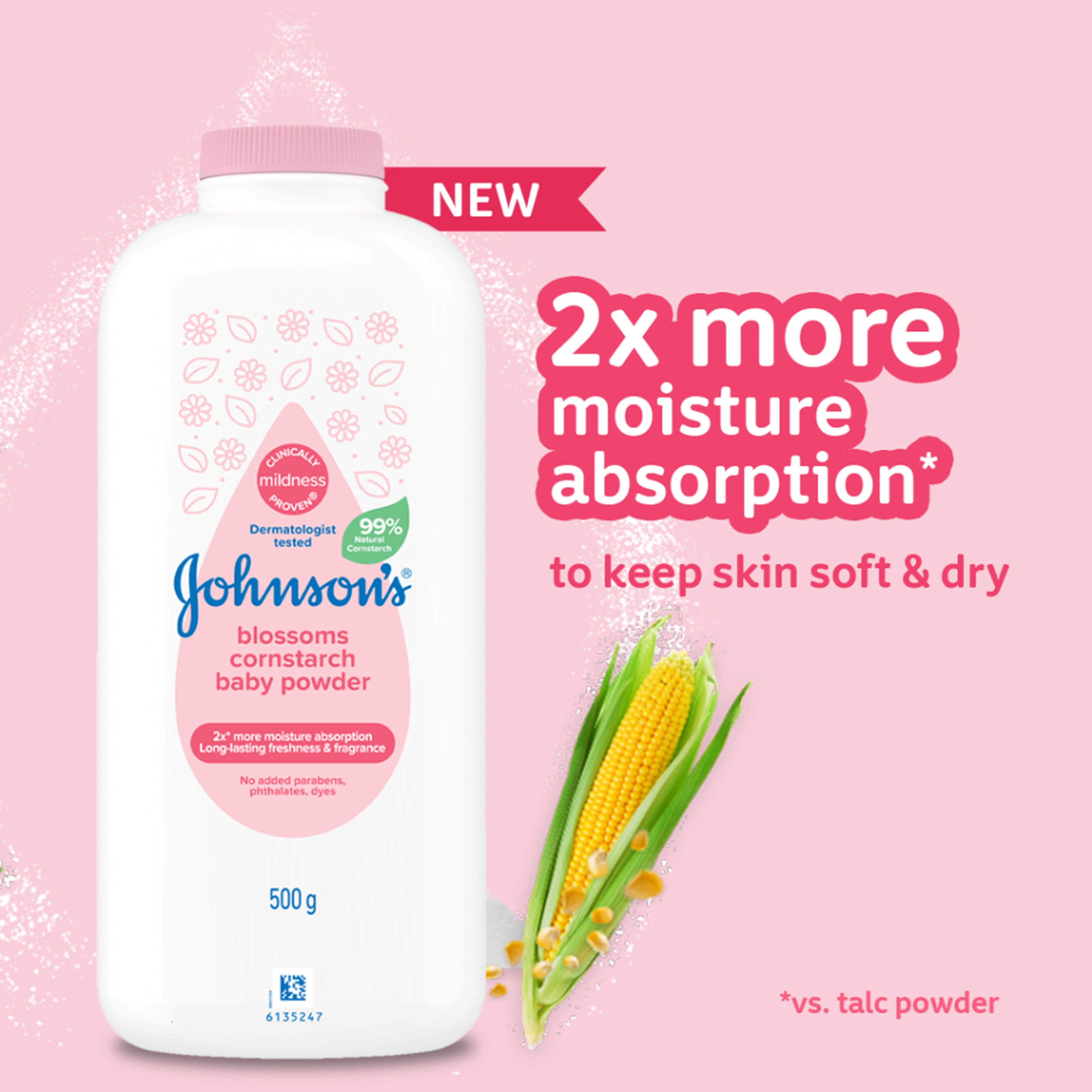 Johnson's Cornstarch Baby Powder Blossoms (500g x 2's)