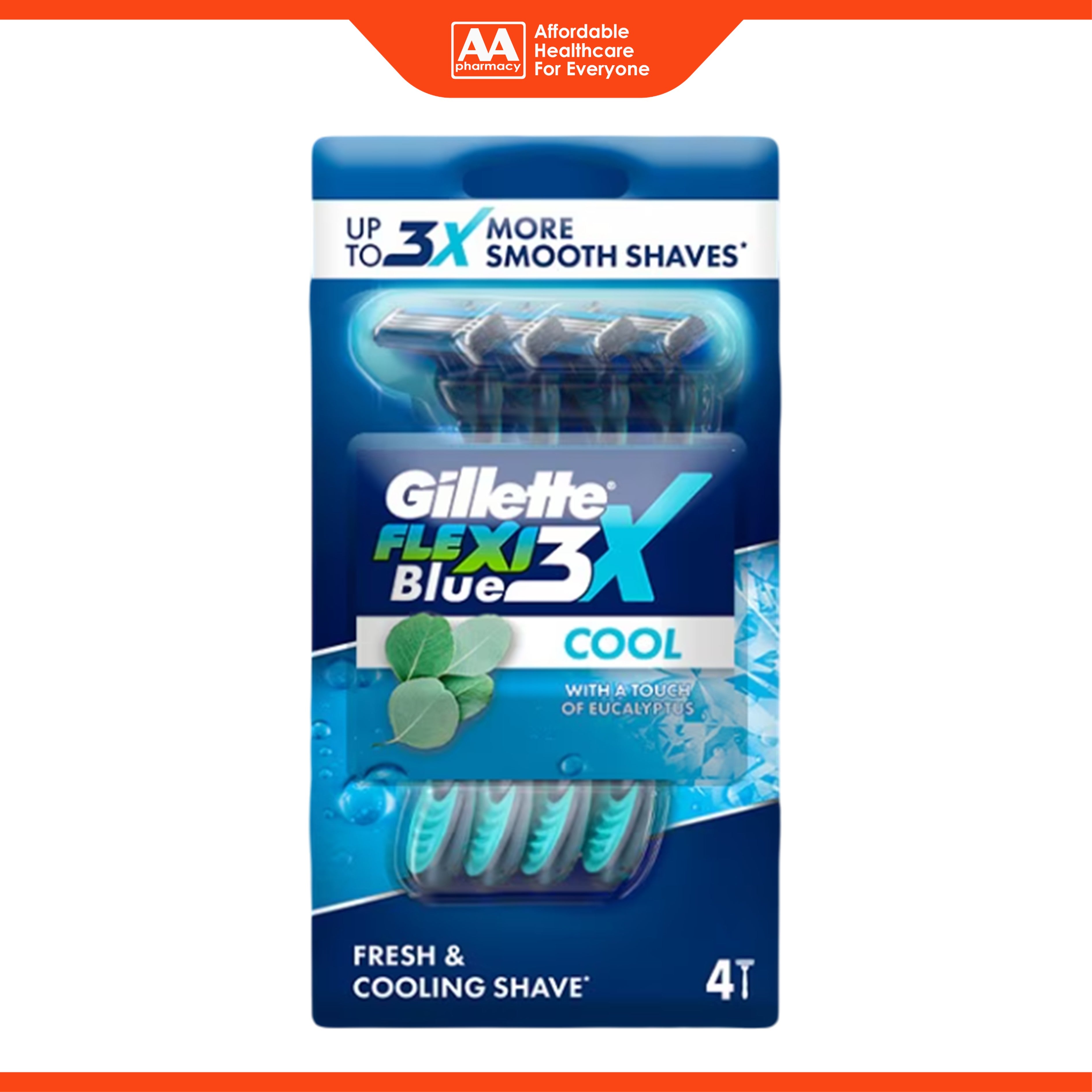 Gillette Flexi Blue 3X Cool Disposable Razor 4's
