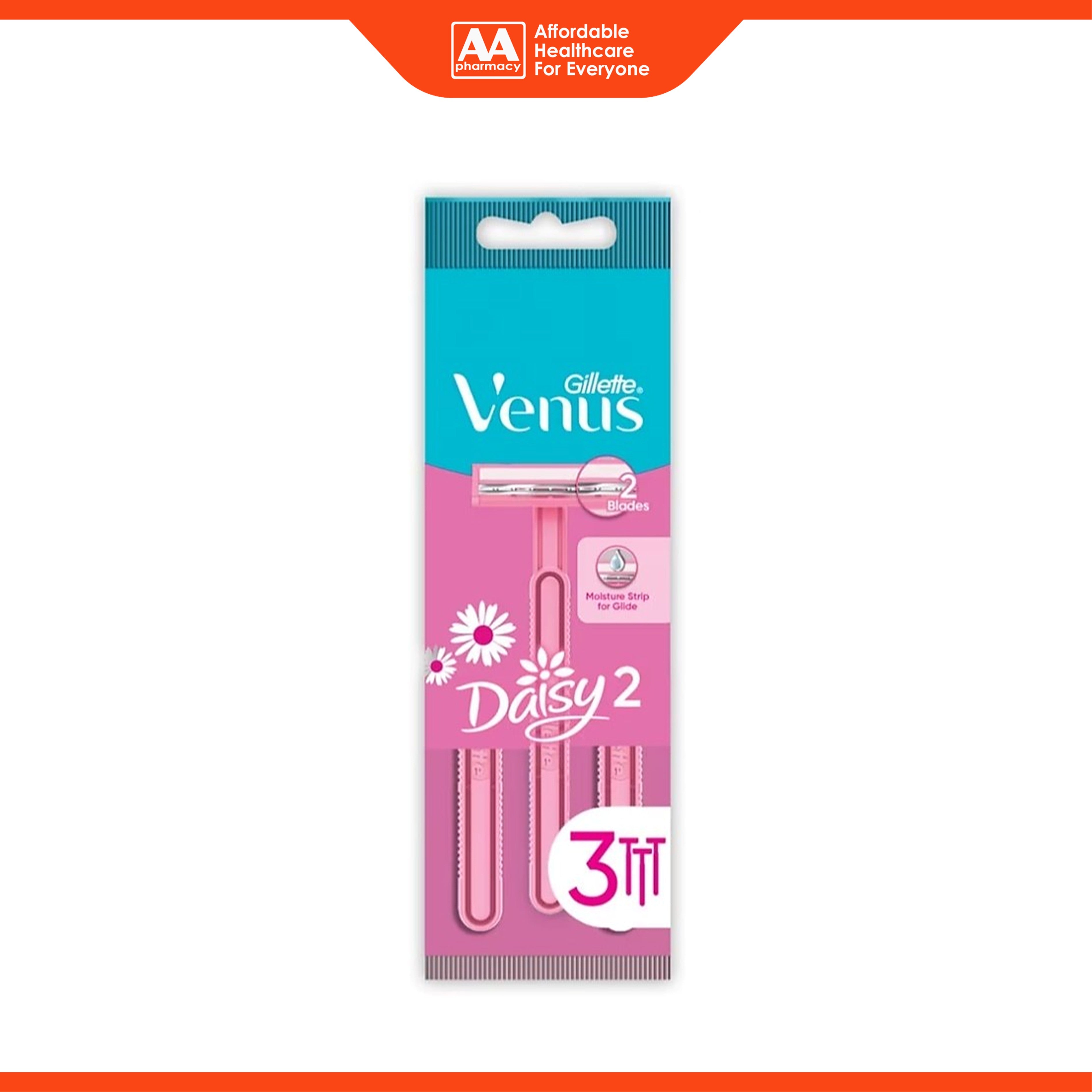 Gillette Venus Daisy 2 UltraGrip Disposable Razor for Women (3's)
