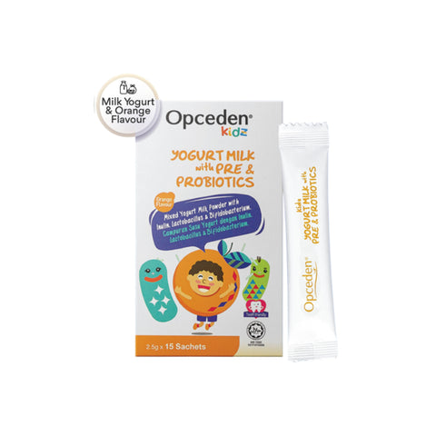 Opceden Kidz Yogurt Milk With Pre and Probiotics Sachet 2.5gx15's (Orange Flavour)