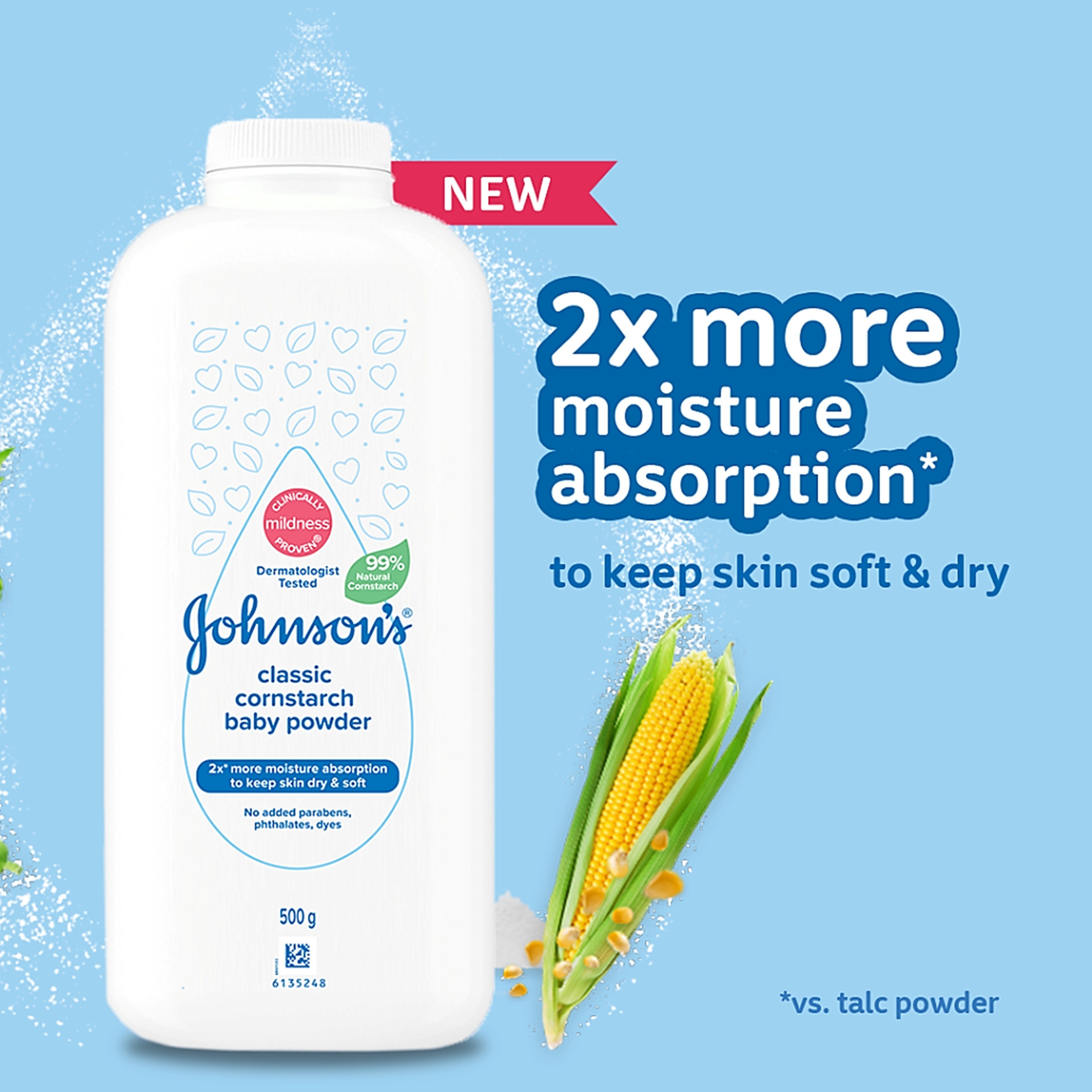 Johnson's Cornstarch Baby Powder Classic (500g x 2's)