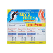 Live-Well OsteSAMIN + Chondroitin Vegecapsule (3 x 30's) - FOC OsteMSM 500mg Tablet 45's