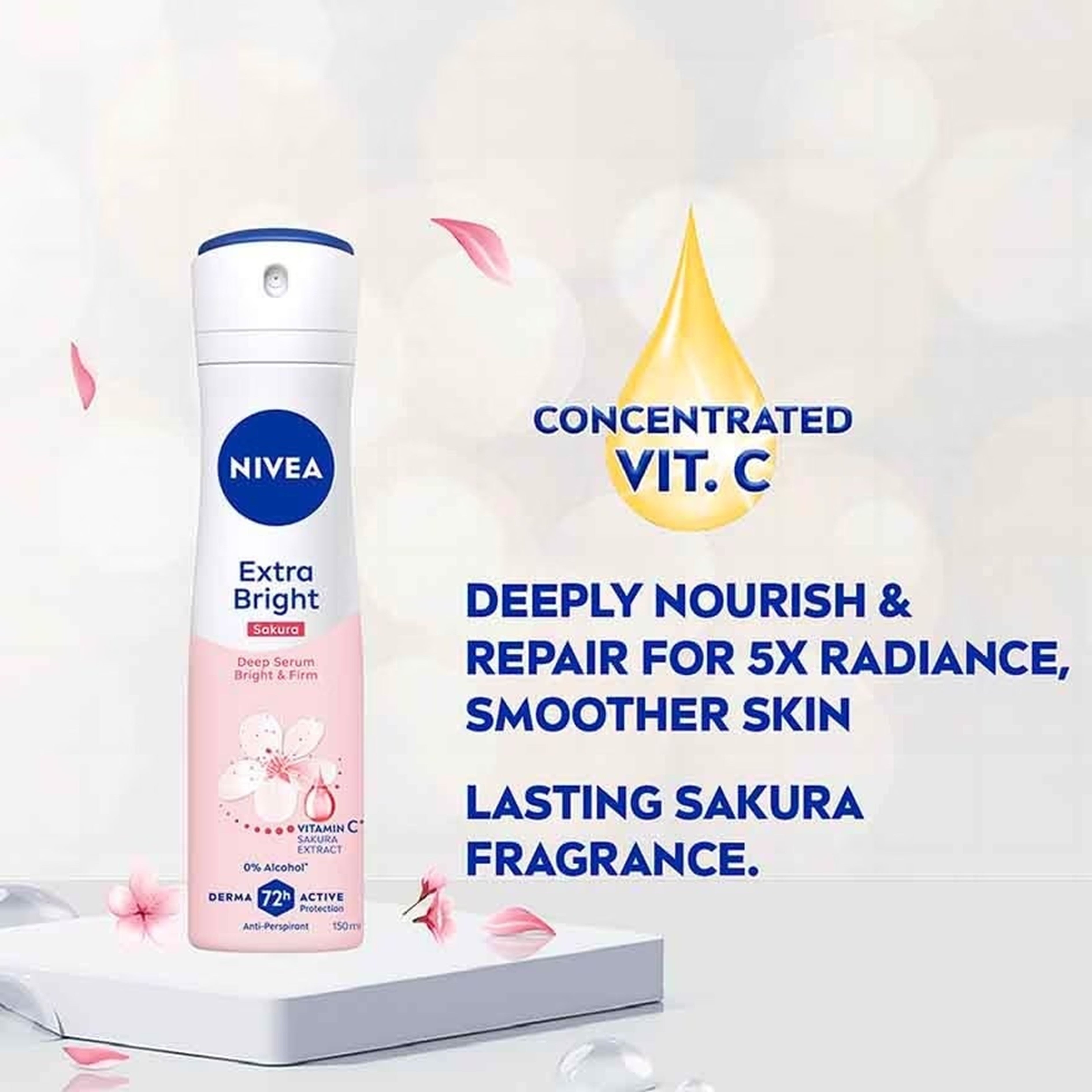 Nivea Female Extra Bright (Sakura) Deep Serum Anti-Perspirant Spray 150mL