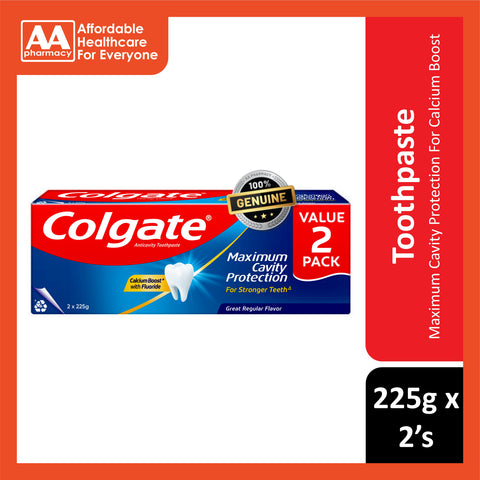Colgate Maximum Cavity Protection (Great Regular Flavour) Toothpaste 225gx2's [Twinpack]
