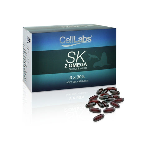 CellLabs SK 2 Omega (Seal Oil and Krill Oil) Softgel Capsules 3x30's