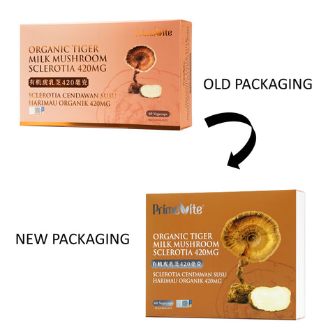 PrimeVite Organic Tiger Milk Mushroom Sclerotia 420mg Vegecapsule 6x10's