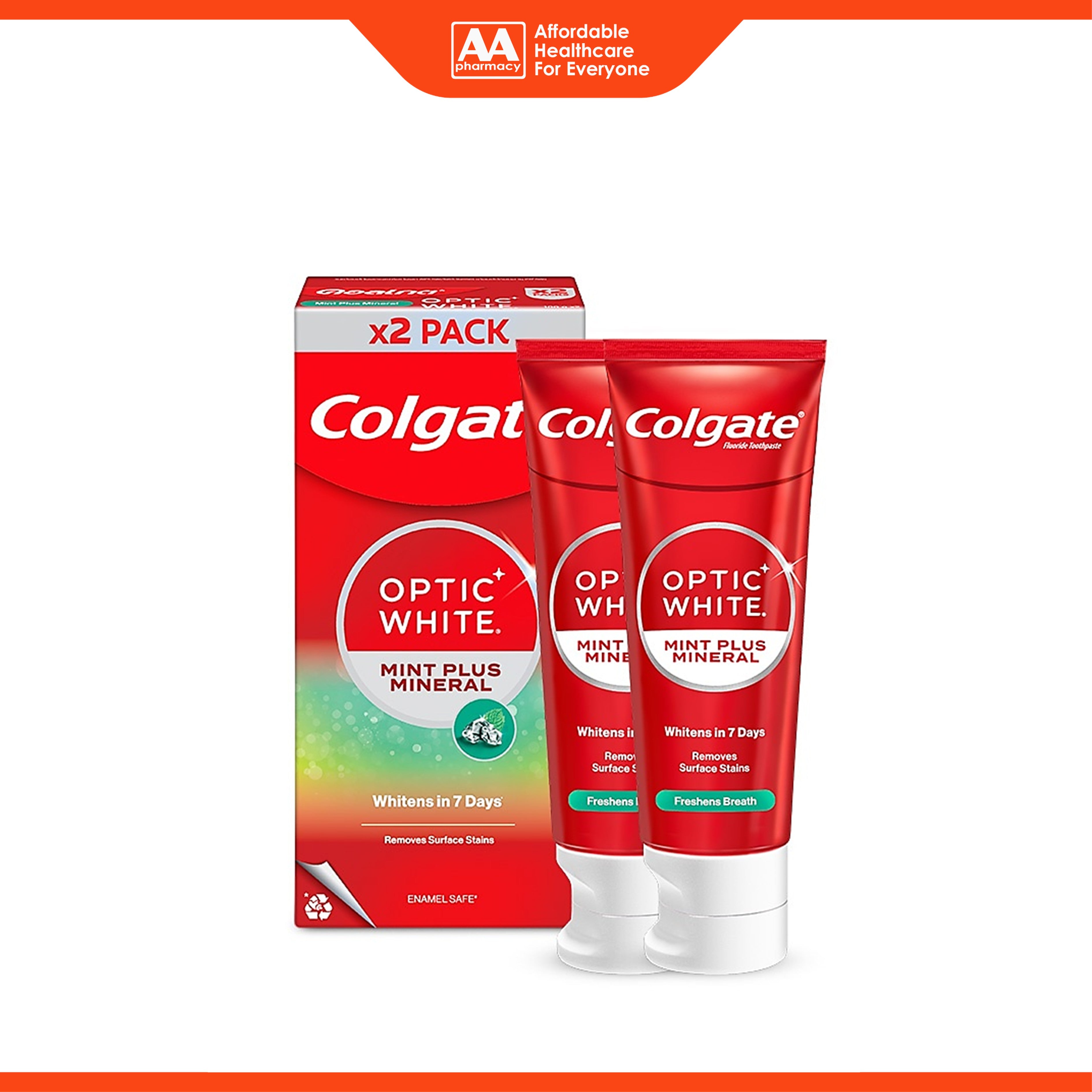 Colgate Toothpaste (Optic White Mint Plus Mineral) 100gx2's [Twinpack]