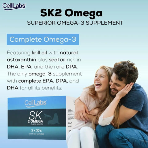 CellLabs SK 2 Omega (Seal Oil and Krill Oil) Softgel Capsules 3x30's
