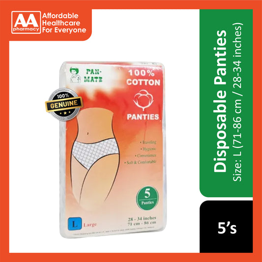 Pan-Mate Cotton Panties Size L 5's (71-86cm / 28-34 inches)