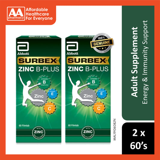 Surbex Zinc B-Plus Film Tablet 2x60's [Twinpack]