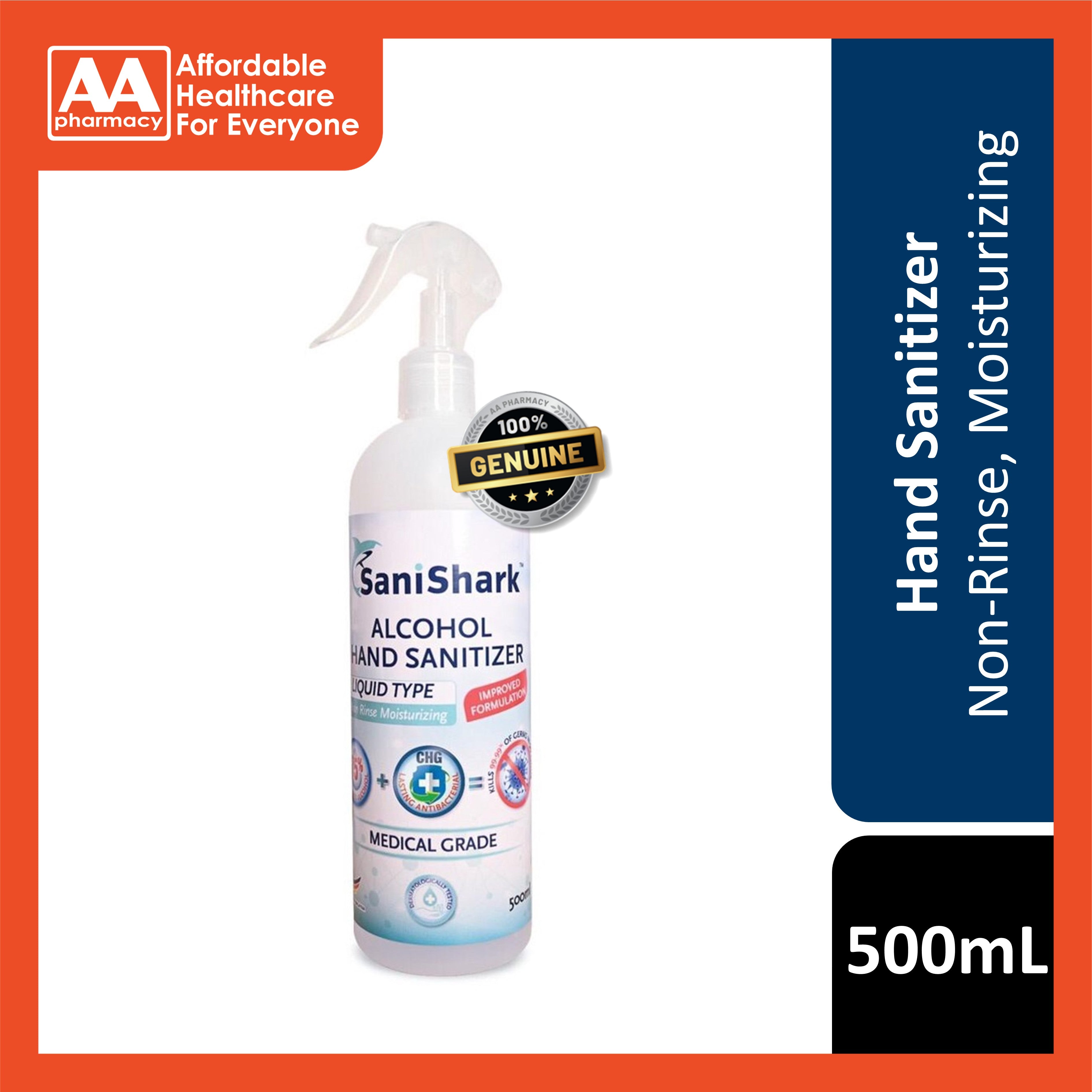 Sani Shark 75% Alcohol Hand Sanitizer (Liquid Type) Spray 500mL