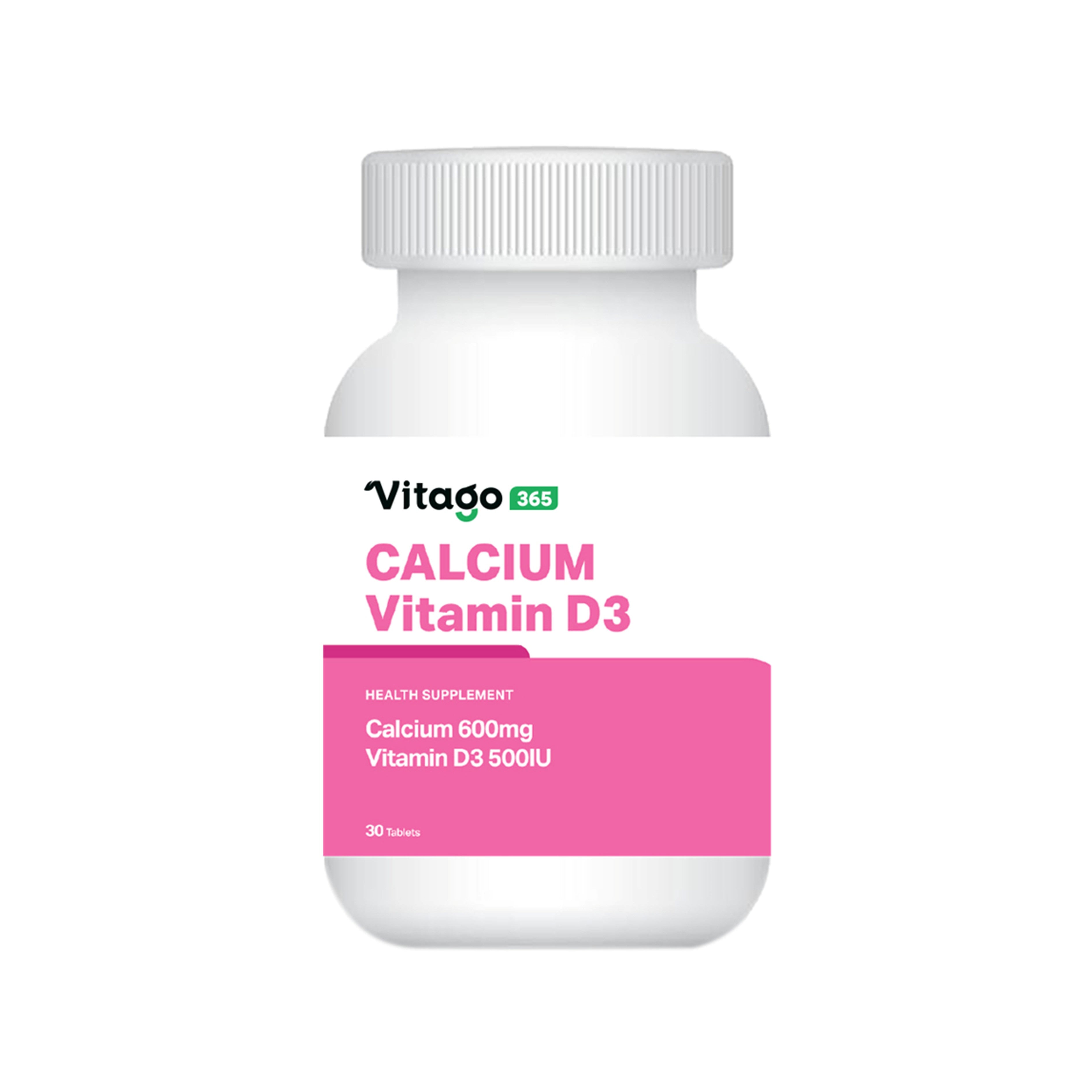Vitago365 Calcium 600mg and Vitamin D3 500IU Tablet 30's