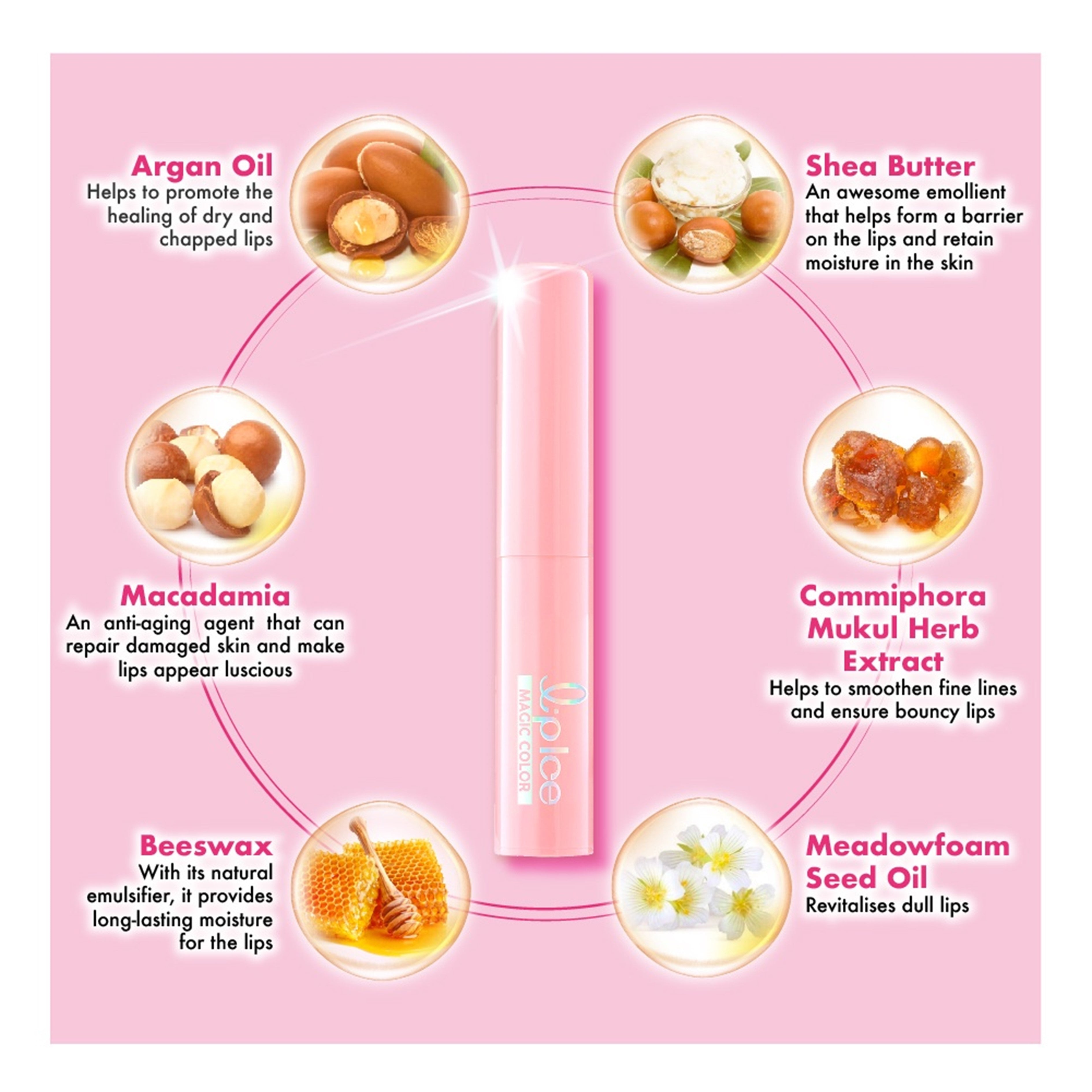 LipIce Magic Color Lip Balm (Rose Pink Fragrance Free) 2g