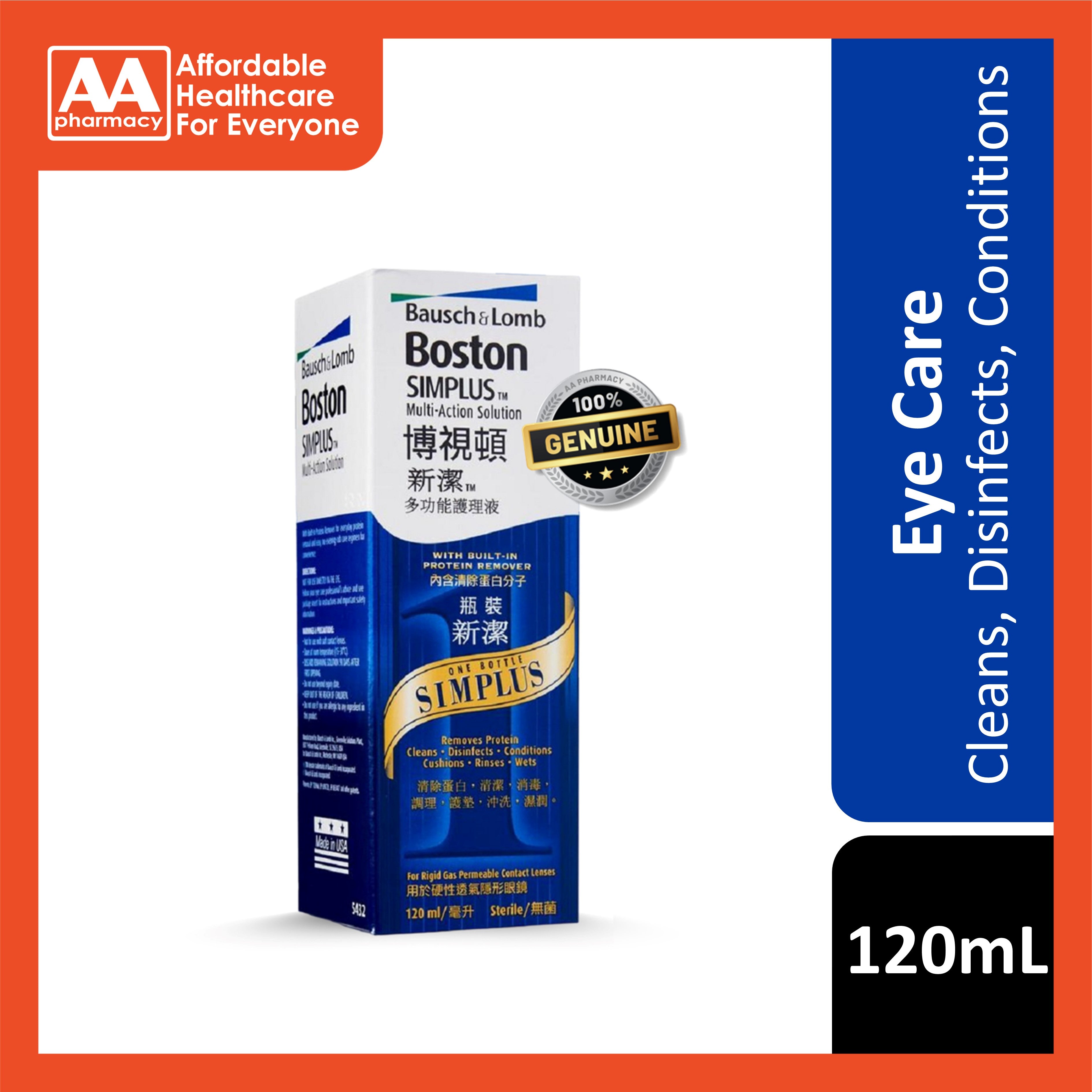 Multi Purpose Simplus Boston Simplus Multi-Action Solution 120mL – AA Pharmacy