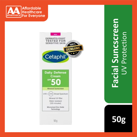 Cetaphil Daily Defense Cream SPF 50 Mineral Sunscreen 50g