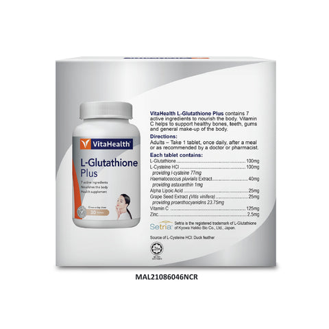 VitaHealth L-Glutathione Plus Tablet 2x30's