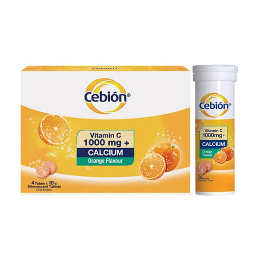Cebion Vitamin C 1000mg + Calcium Effervescent Tablet 4x10's (Orange Flavour)