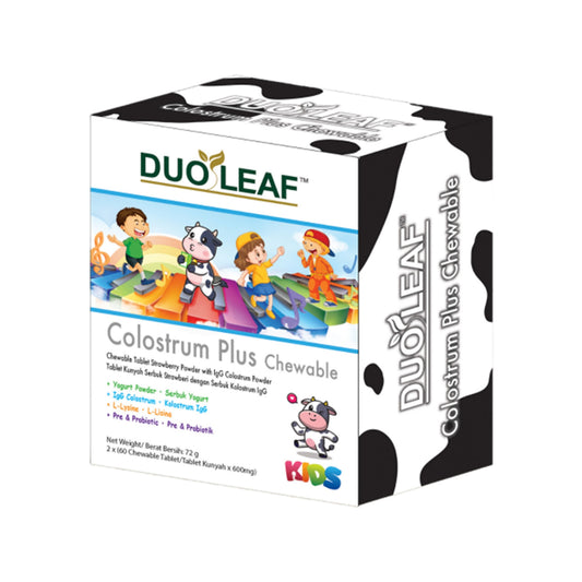 Duoleaf Kids Colostrum Plus Chewable Tablet 2x60's (Strawberry Flavour)
