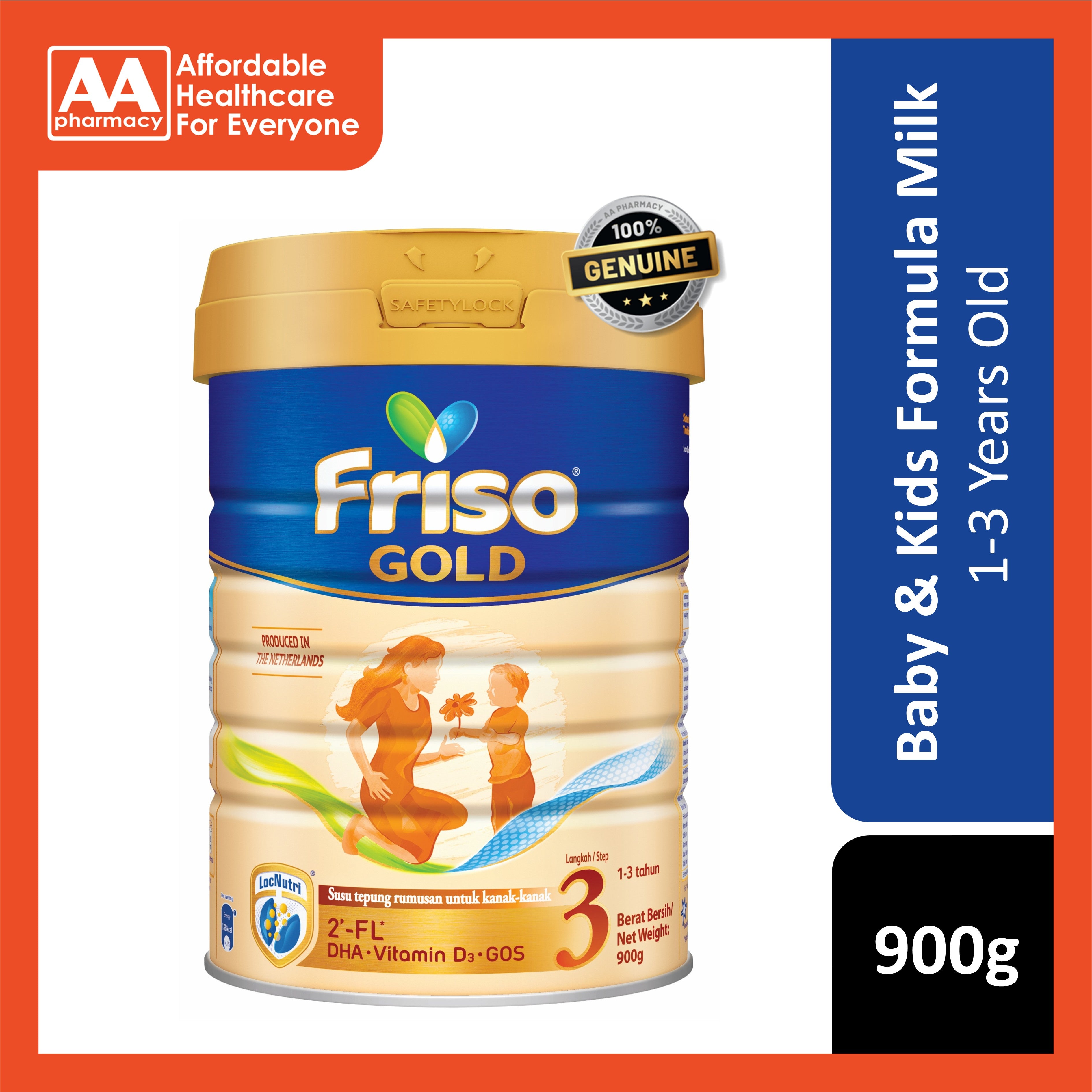 Friso Gold Toddler's Nutrition Milk Formula Step 3 900g (For Children 1-3 Years)