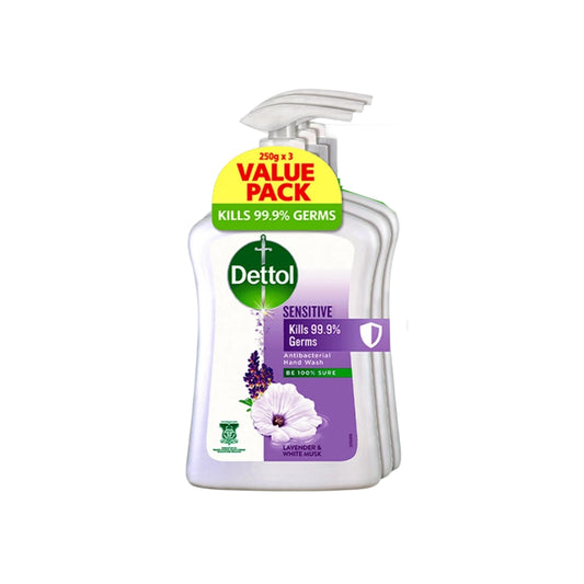 Dettol (Sensitive) Antibacterial Hand Wash 250gx3's [Value Pack]