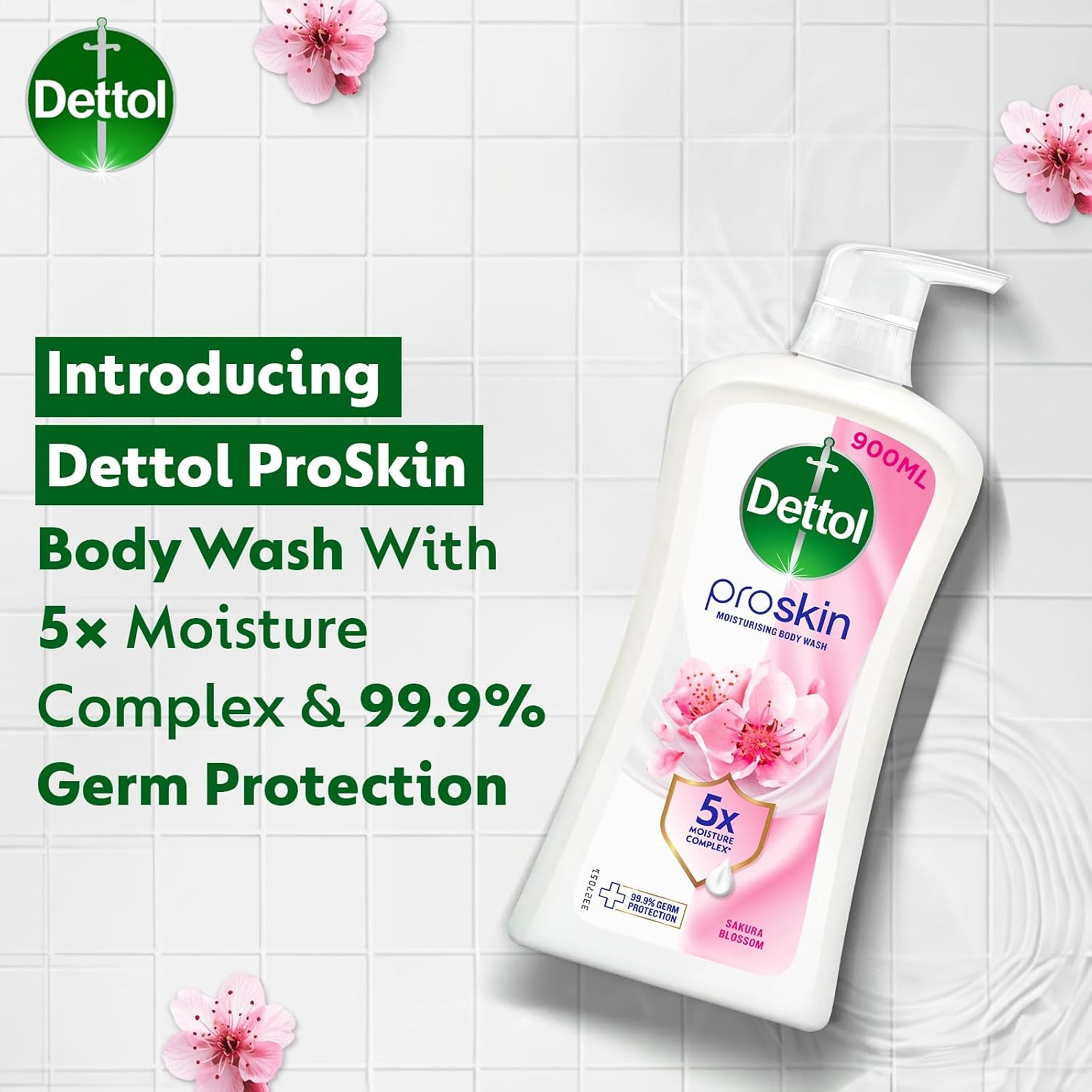 Dettol ProSkin Moisturising Body Wash (Sakura Blossom) 900g