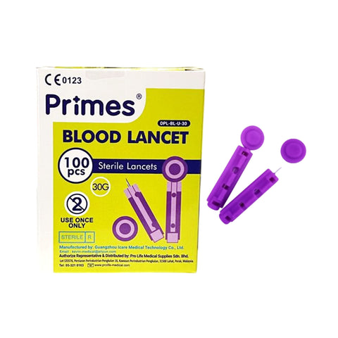 Primes Blood Lancet 30G (DPL-BL-U-30) 100’s (Universal/Round)
