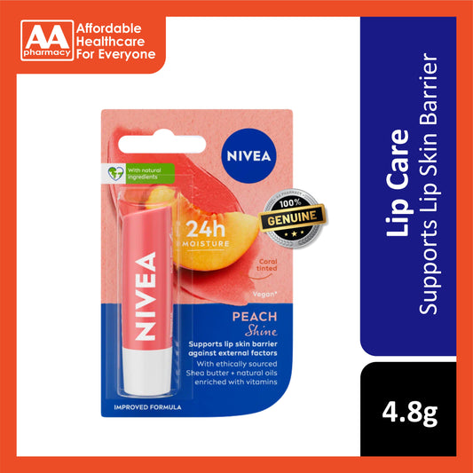 Nivea Peach Shine Caring Lip Balm 4.8g (Coral Tinted)
