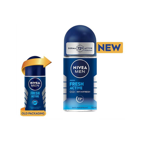 Nivea Men Fresh Active InfiniFresh 72H Anti-Perspirant Roll On 50mLx2's [Twinpack]