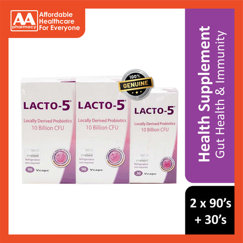 Total Health Concept Lacto-5 Locally Derived Probiotics 10 Billion CFU Vegecapsule 2x90's+30's [Value Pack]