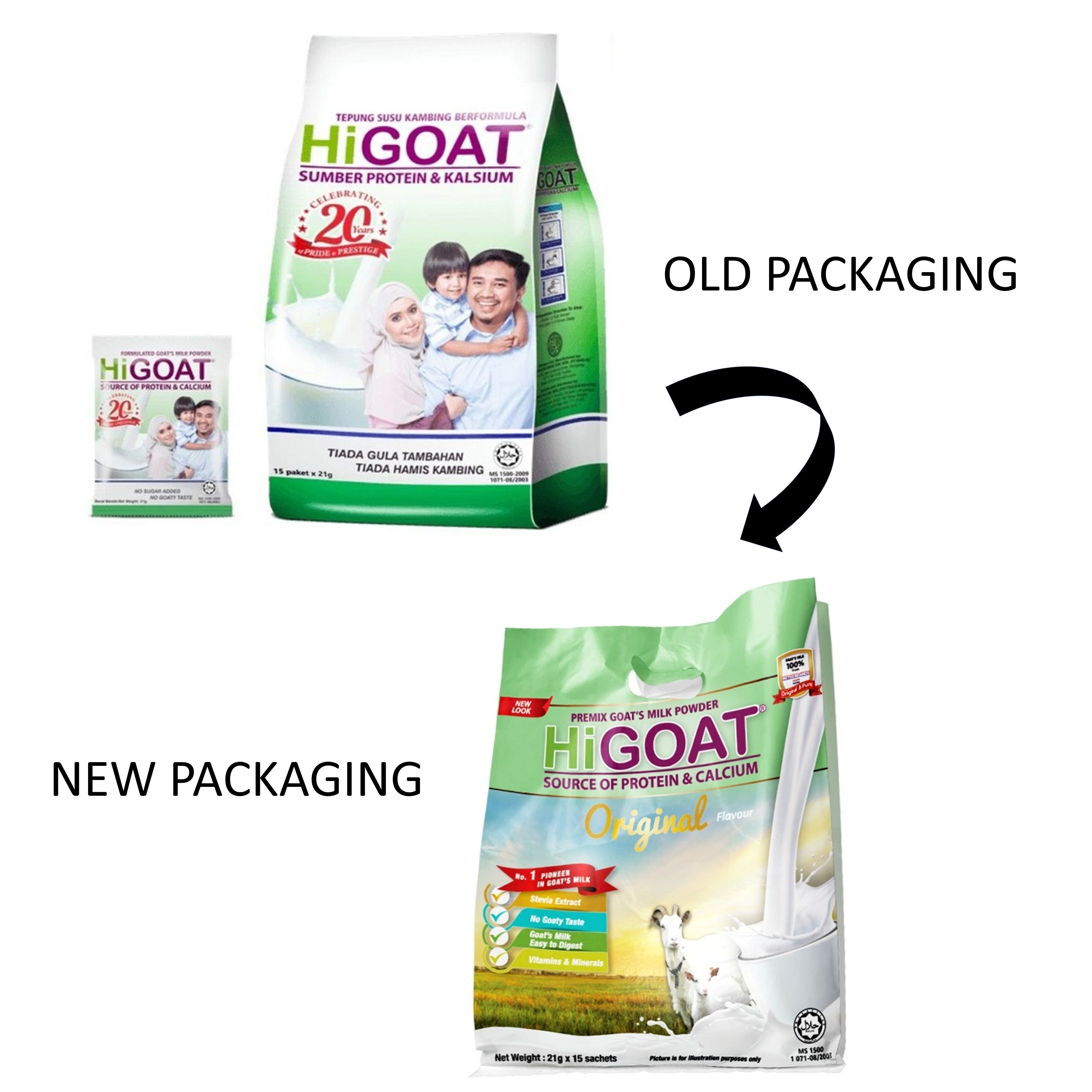 HiGOAT Premix Goat's Milk Powder Sachet 21gx15's (Original Flavour)