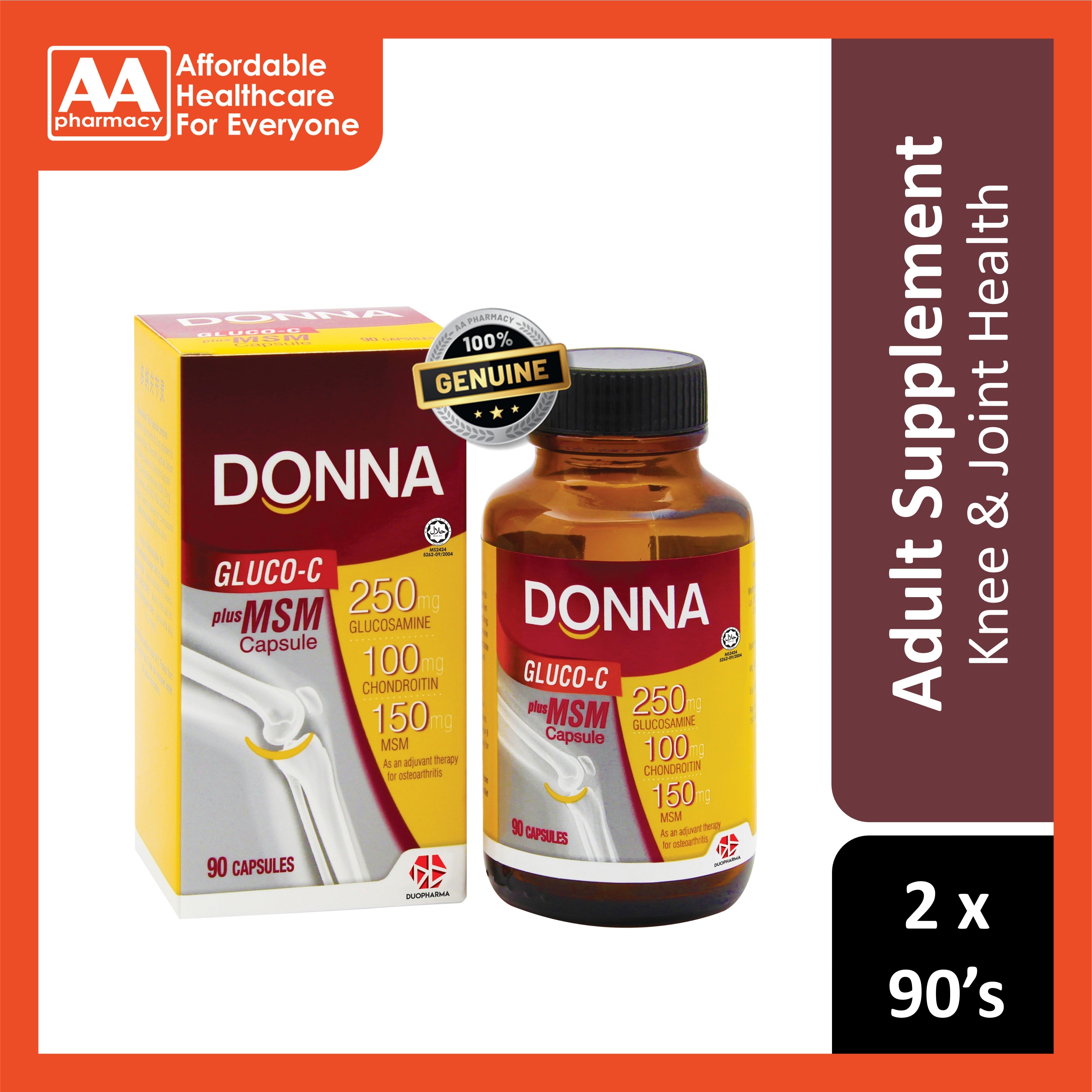 Donna Gluco-C Plus MSM Capsule 2x90's [Twinpack]