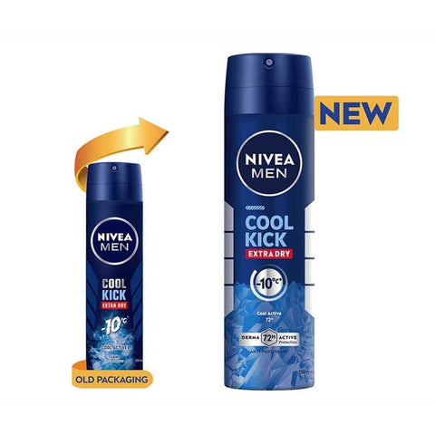 Nivea Men Cool Kick Extra Dry 72H Anti-Perspirant Spray 150mLx2's [Twinpack]