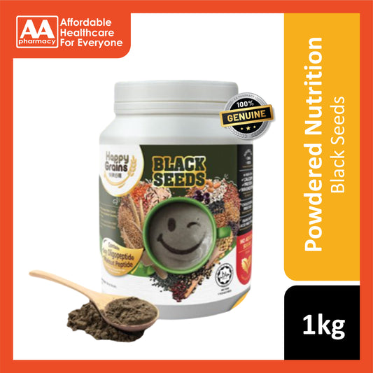 Happy Grains Black Seeds (Mixed Instant Malt Cereal Powder with Black Sesame Powder) 1kg