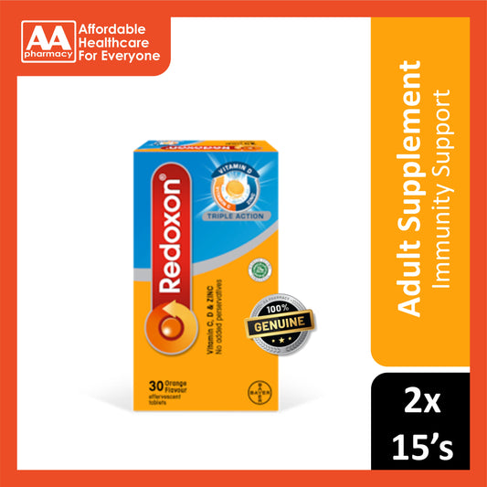 Redoxon Triple Action (Vitamins C, D and Zinc) Effervescent Tablet 2x15’s (Orange Flavour)
