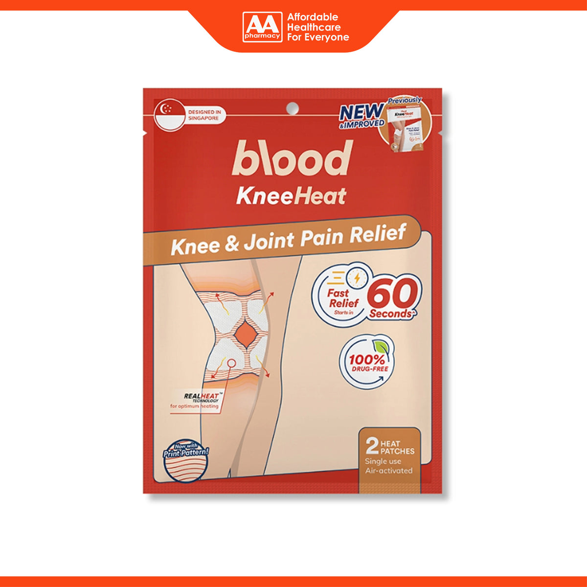 Blood KneeHeat Patch (2's) - Knee and Joint Pain Relief