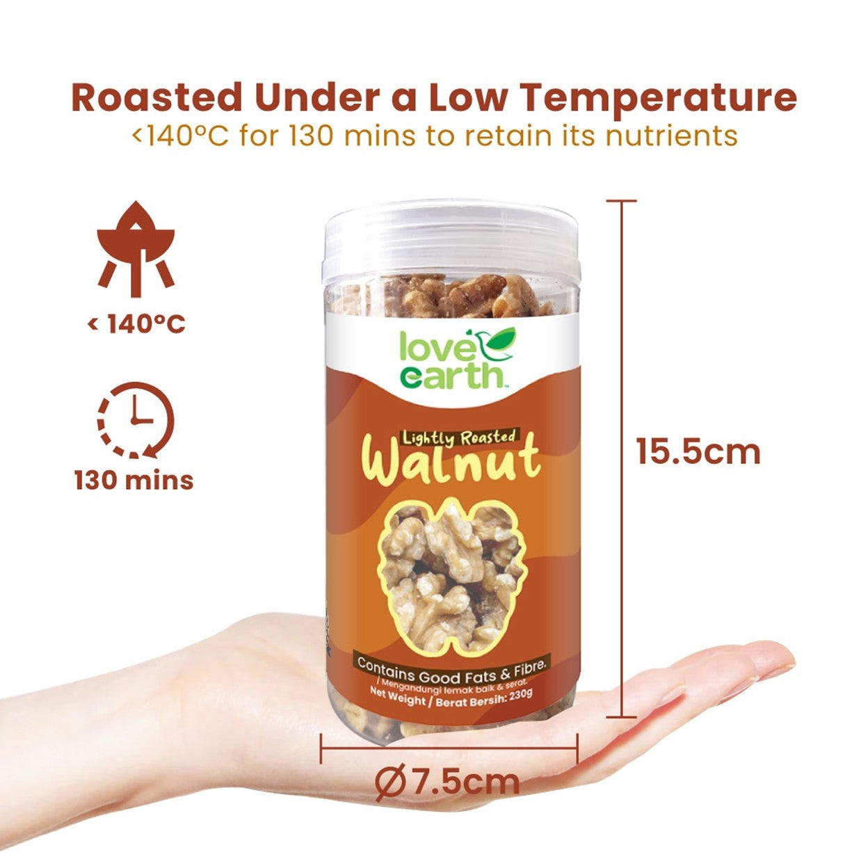 Love Earth Lightly Roasted Natural Walnut 230g