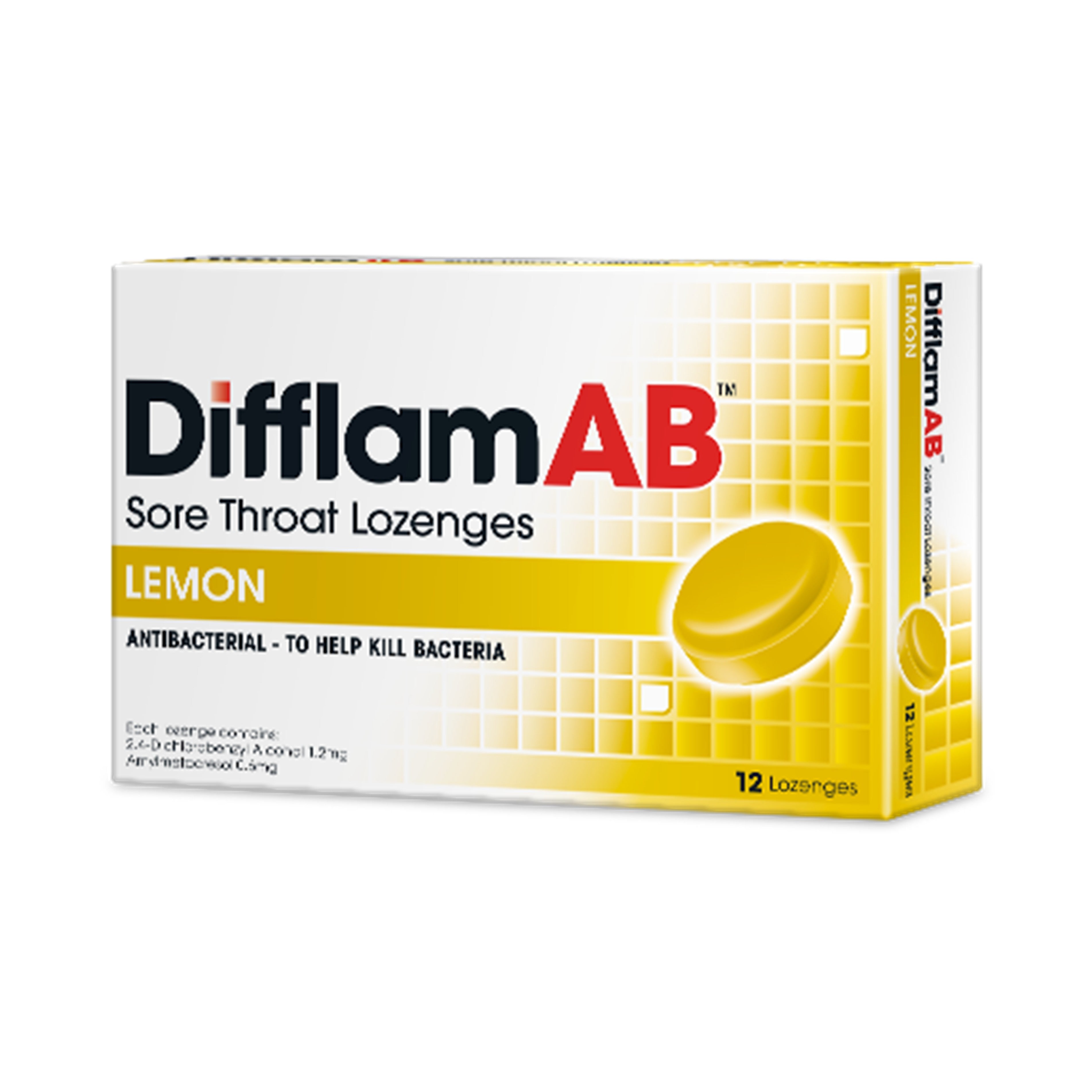 Difflam AB Sore Throat Lozenges 12's (Lemon)