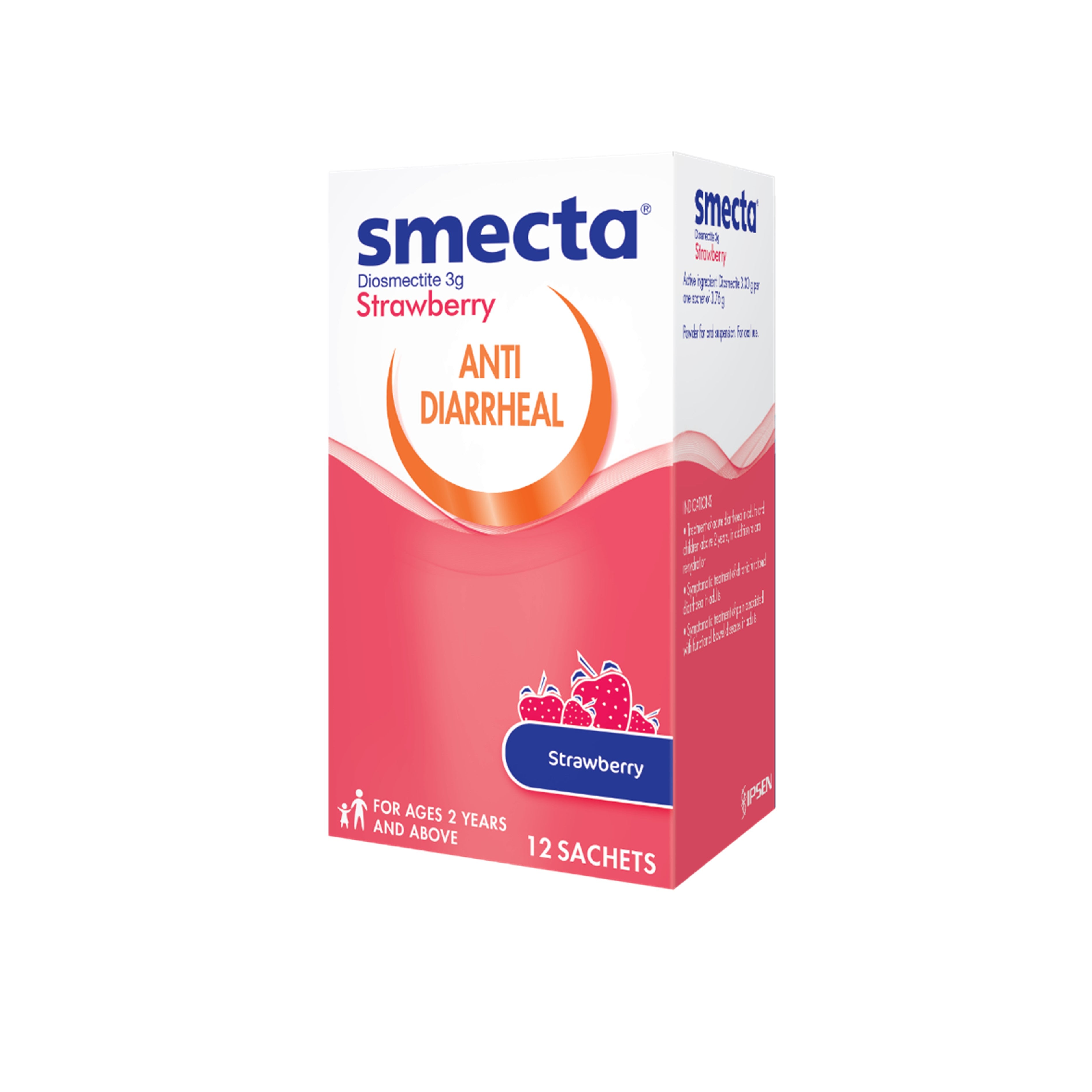 Smecta Anti-Diarrheal Strawberry Powder Sachet 3gx12's