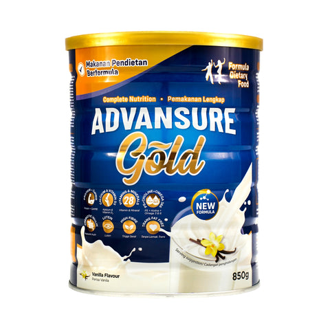 Advansure Gold Complete Nutrition Formula Dietary Food 850g (Vanilla Flavour)