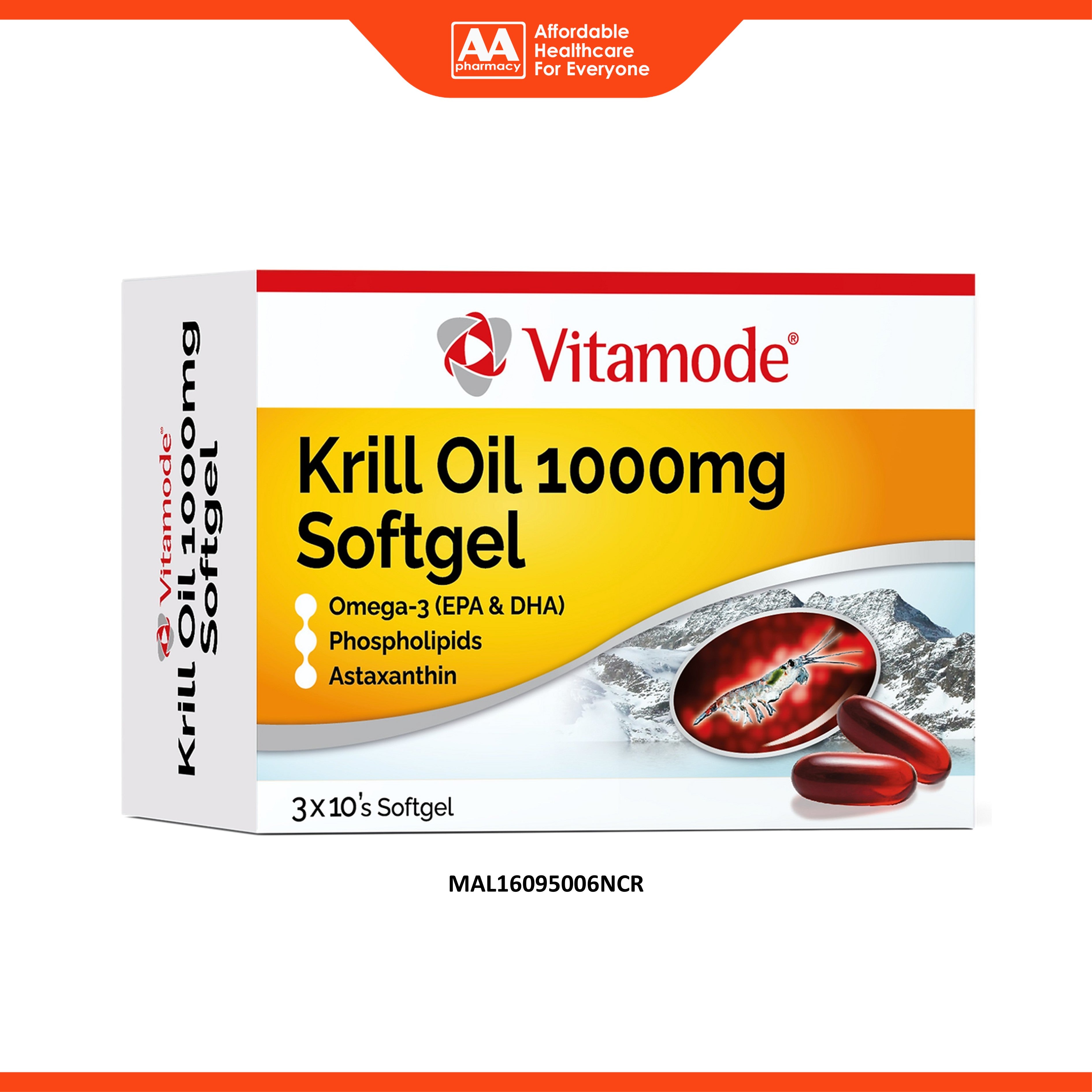 Vitamode Krill Oil 1000mg Softgel 3x10's