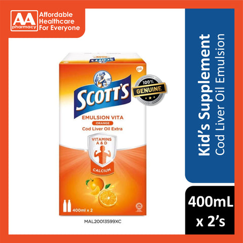 Scott's Cod Liver Oil Extra Emulsion Vita (Orange Flavour) 400mLx2's [Twinpack]