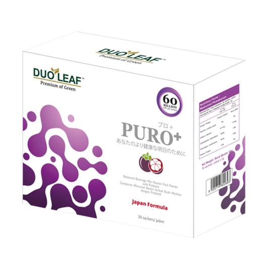 Duoleaf PURO+ (Botanical Beverage Mix Passion Fruit Powder with 60 Billion CFU Probiotic) Sachet 30's