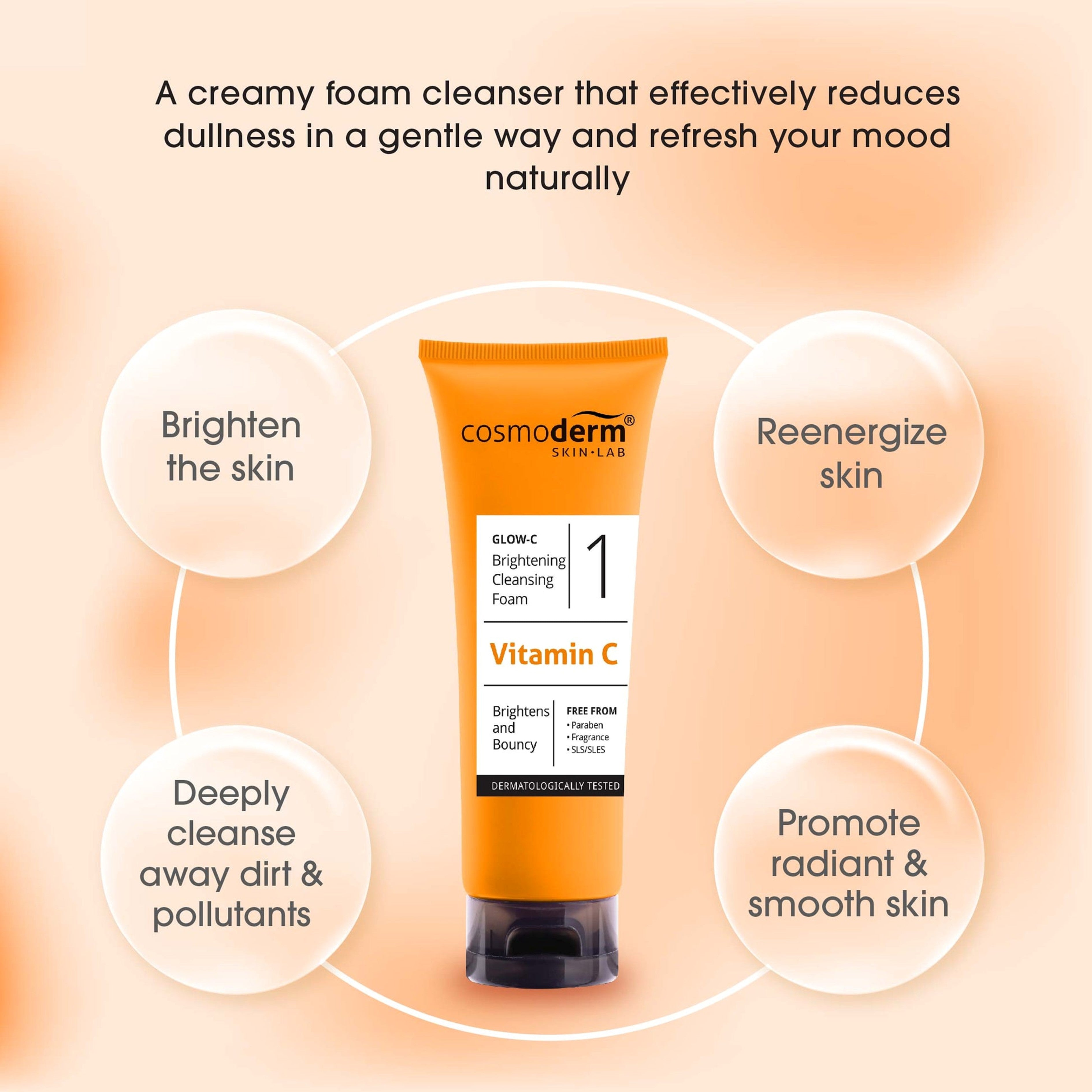Cosmoderm Glow-C Brightening Cleansing Foam (100ml)